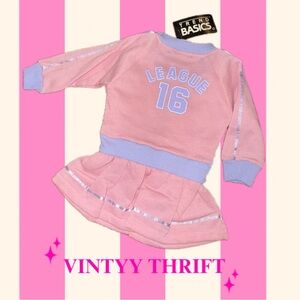 DEADSTOCK “Trend Basics” Vintage Girl Athletic Sweatshirt Dress + Jacket SET, 2T